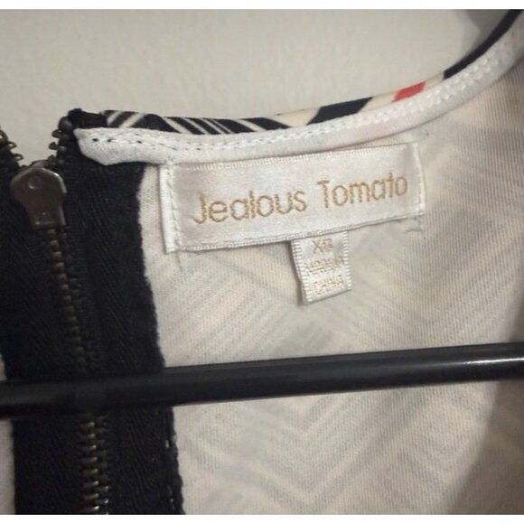Jealous Tomato Stripe Floral Shift Dress Short Sleeves Back Zipper Size XSmall - Picture 3 of 8